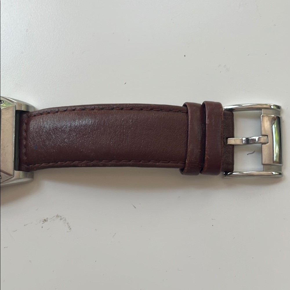 Fossil Silver Case With Brown Leather Strap Watch - image 4